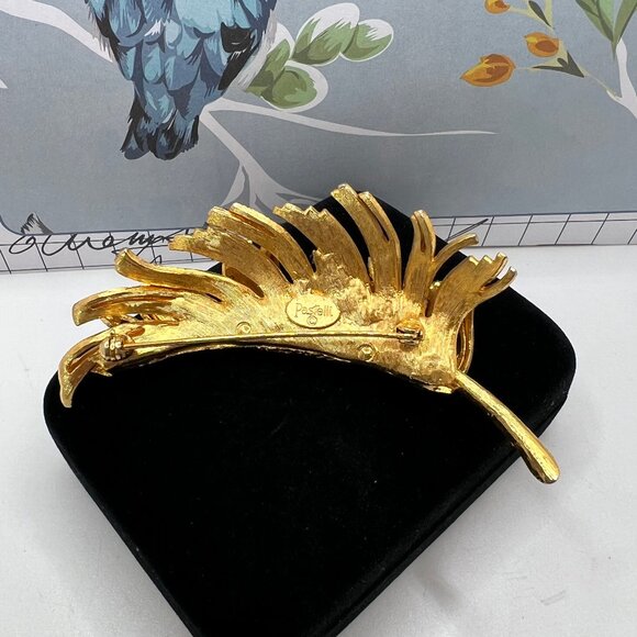 Pastelli Gold Feather Brooch - Picture 5 of 6